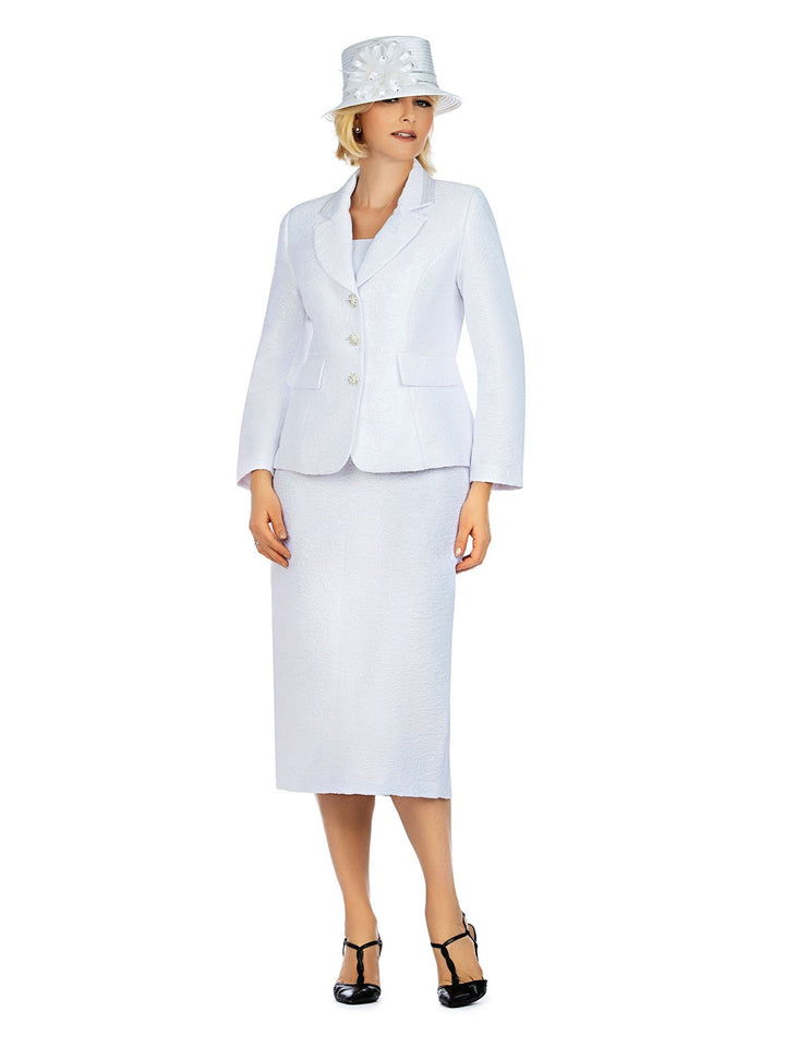 2pc Notch Collar Classic Brocade Skirt Suit