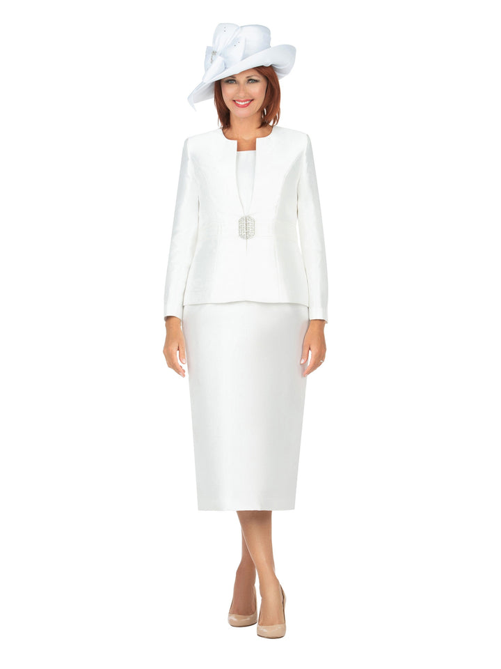 3pc Silky Twill Skirt Suit w/ Gathered Waist-Plus