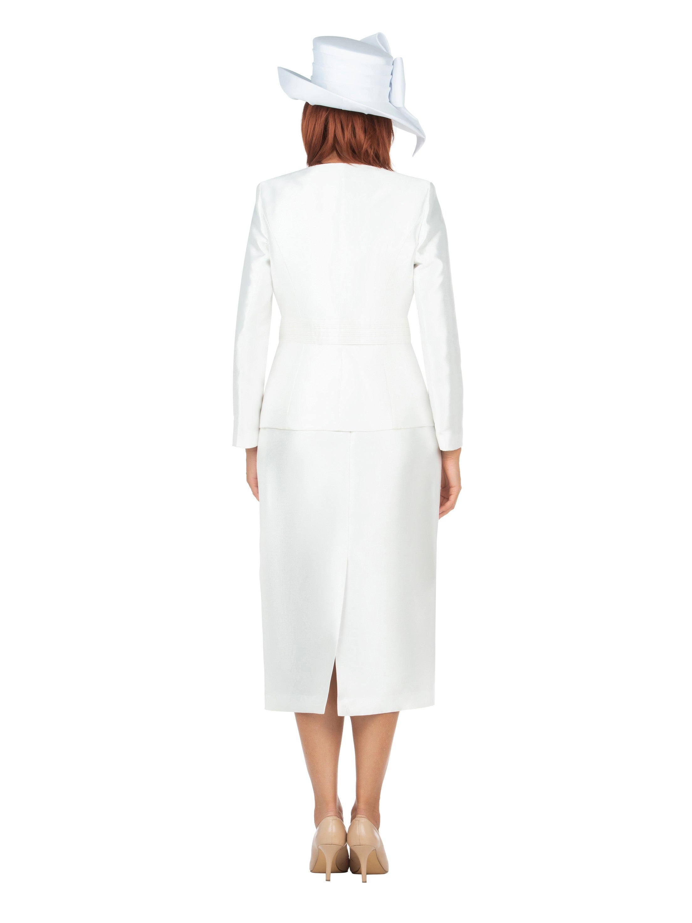 3pc Silky Twill Skirt Suit w/ Gathered Waist-Plus