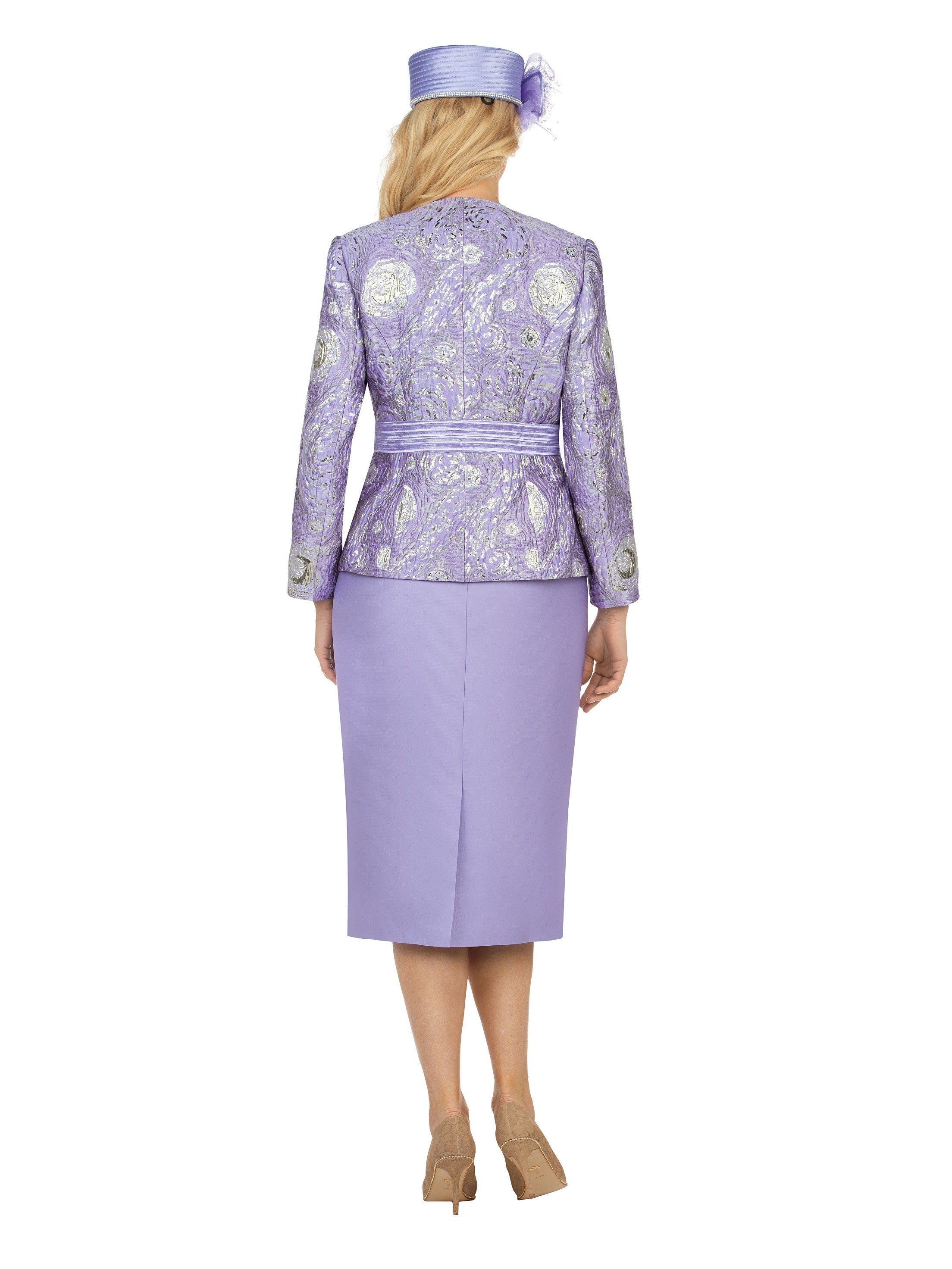 3pc Classic Brocade+Silky Twill Skirt Suit-Plus