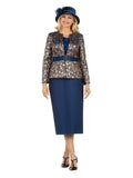 3pc Classic Brocade+Silky Twill Skirt Suit