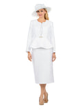 3pc Peplum Silky Twill Skirt Suit