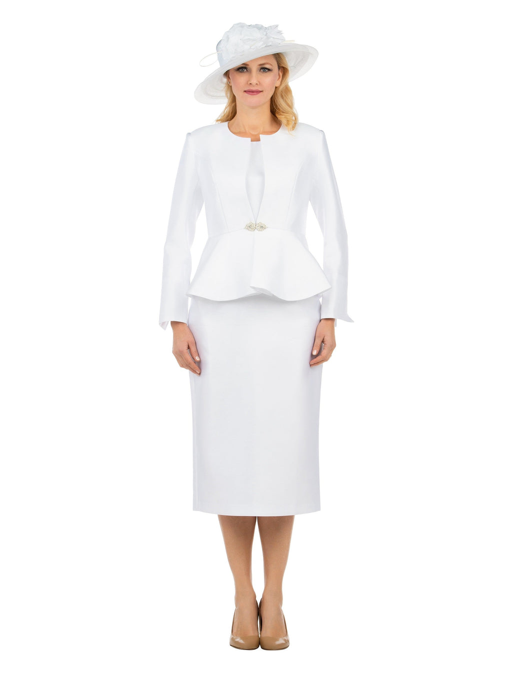 3pc Peplum Silky Twill Skirt Suit