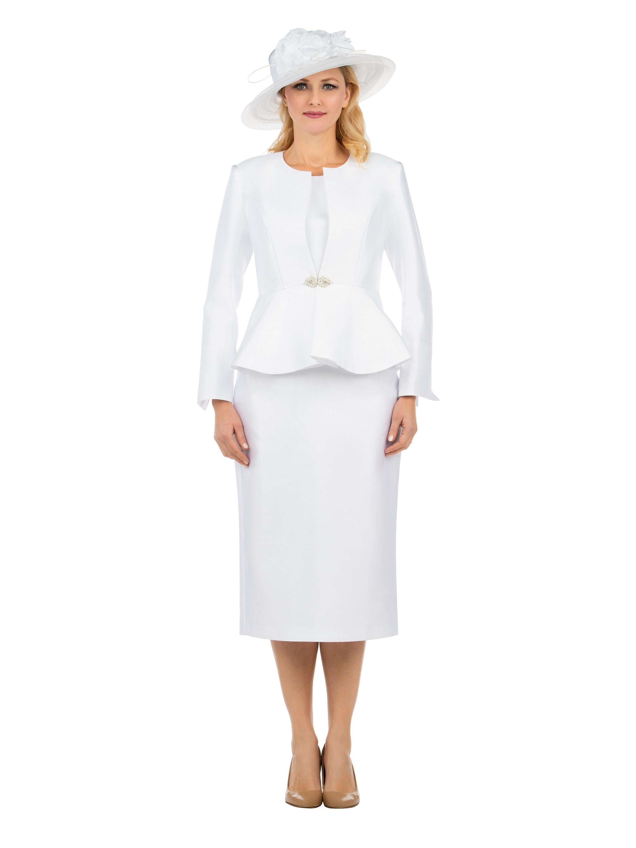 3pc Peplum Silky Twill Skirt Suit