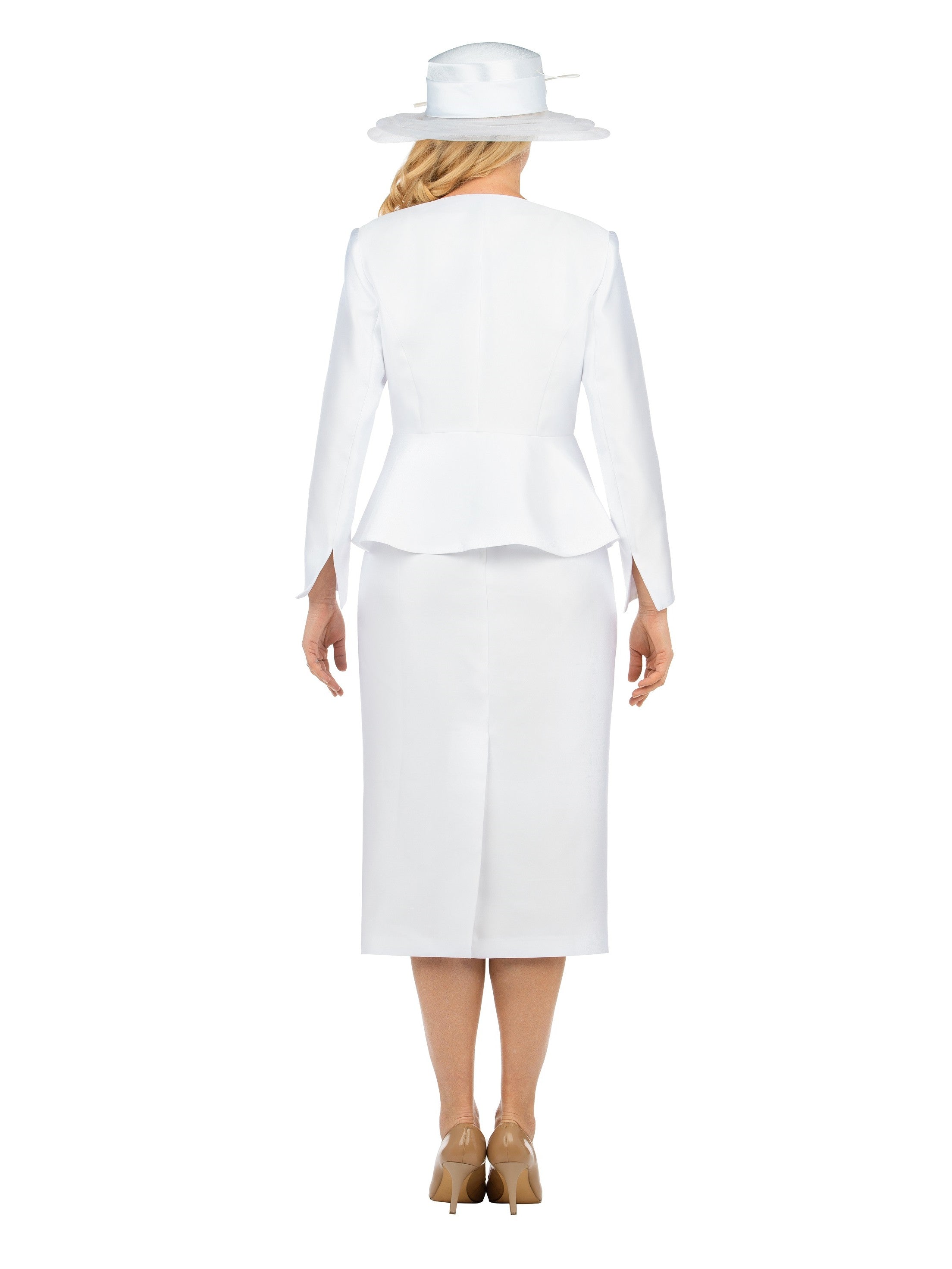 3pc Peplum Silky Twill Skirt Suit
