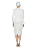 2pc Silky Twill Jkt&Sequined Lace Skirt Suit-Plus