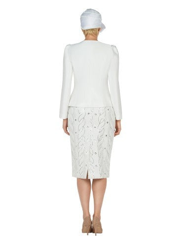 2pc Silky Twill Jkt&Sequined Lace Skirt Suit-Plus