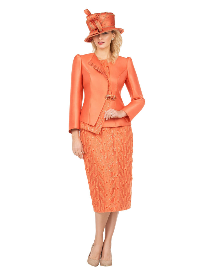 2pc Silky Twill Jkt + Sequined Lace Skirt Suit
