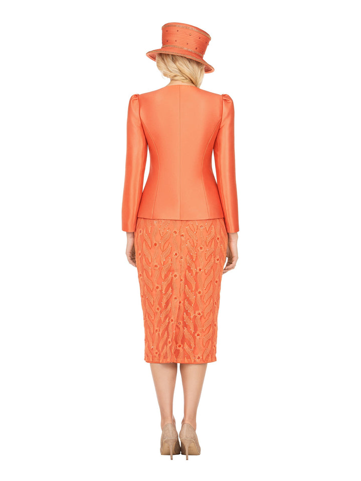 2pc Silky Twill Jkt + Sequined Lace Skirt Suit