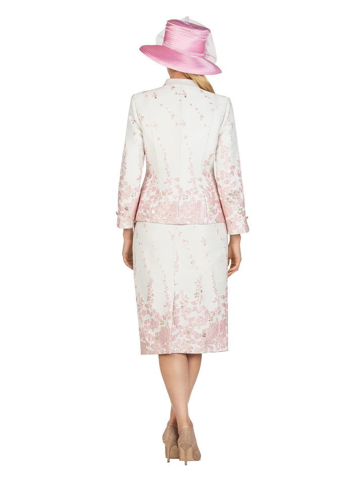 3pc Floral Print Brocade Peplum Jkt Skt Suit-Plus