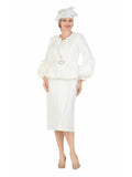 3pc Balloon Slv Peplum Jkt Skirt Suit-Plus