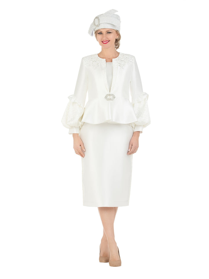 3pc Balloon Slv Peplum Jkt Skirt Suit