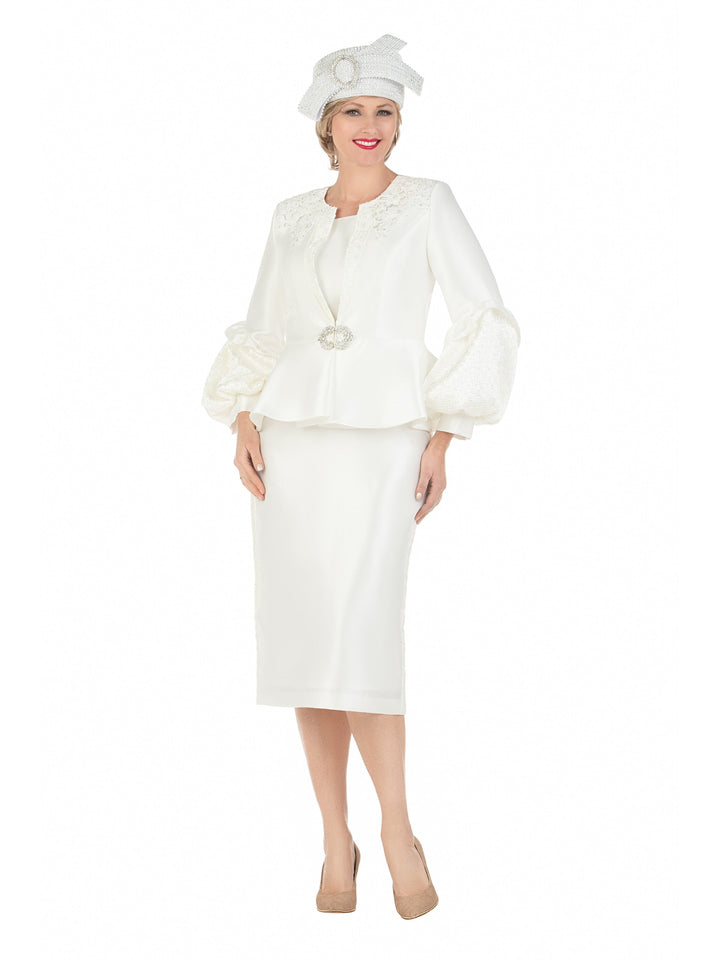 3pc Balloon Slv Peplum Jkt Skirt Suit