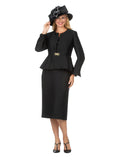 3pc Peplum Brocade Skirt Suit - Plus