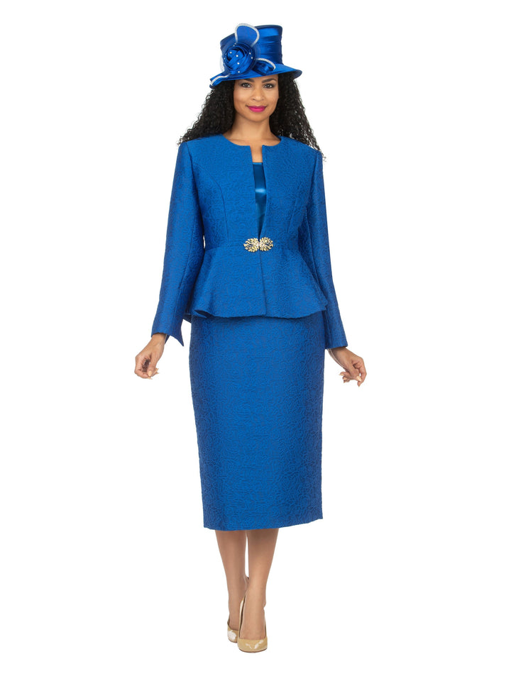 3pc Peplum Brocade Skirt Suit