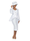 2pc Silky Twill Round Neck Uneven Peplum Suit