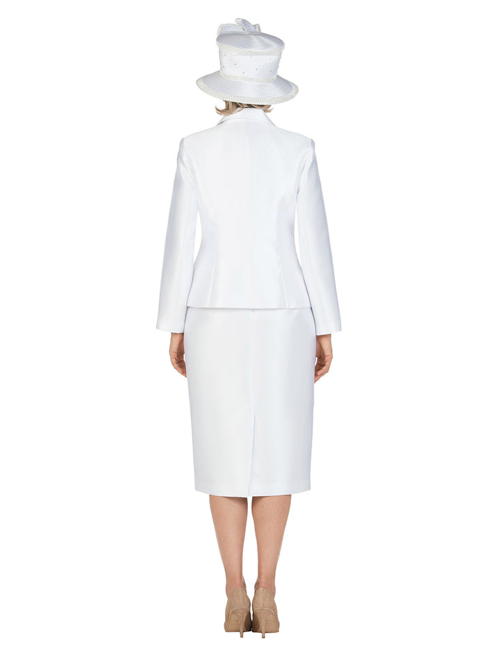 3pc Lace Trimmed Silky Twill Skt Suit
