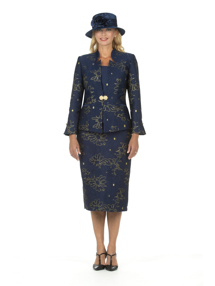 3pc Brocade Emb Skrt Suit w/ Decor Ribbons-Plus