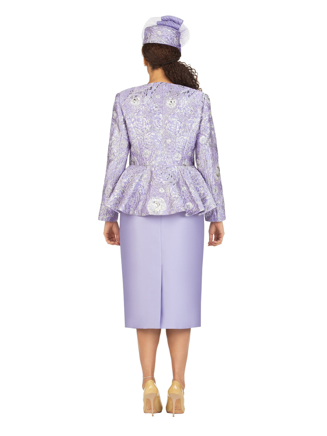 3pc Brocade&Crkl Satin Peplum Skt Suit-Plus