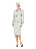 3pc Notch Collar Textured Fabric Skirt Suit-Plus