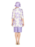 2pc Ovsz Flower Long Jkt + Solid Dress Set-Plus
