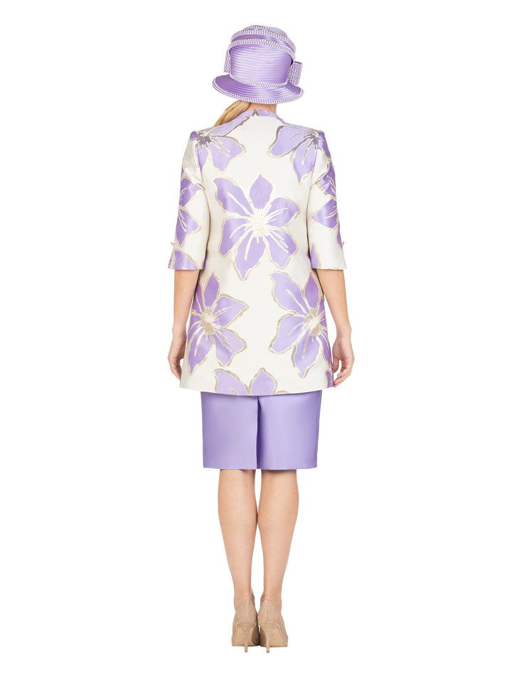 2pc Ovsz Flower Long Jkt + Solid Dress Set-Plus