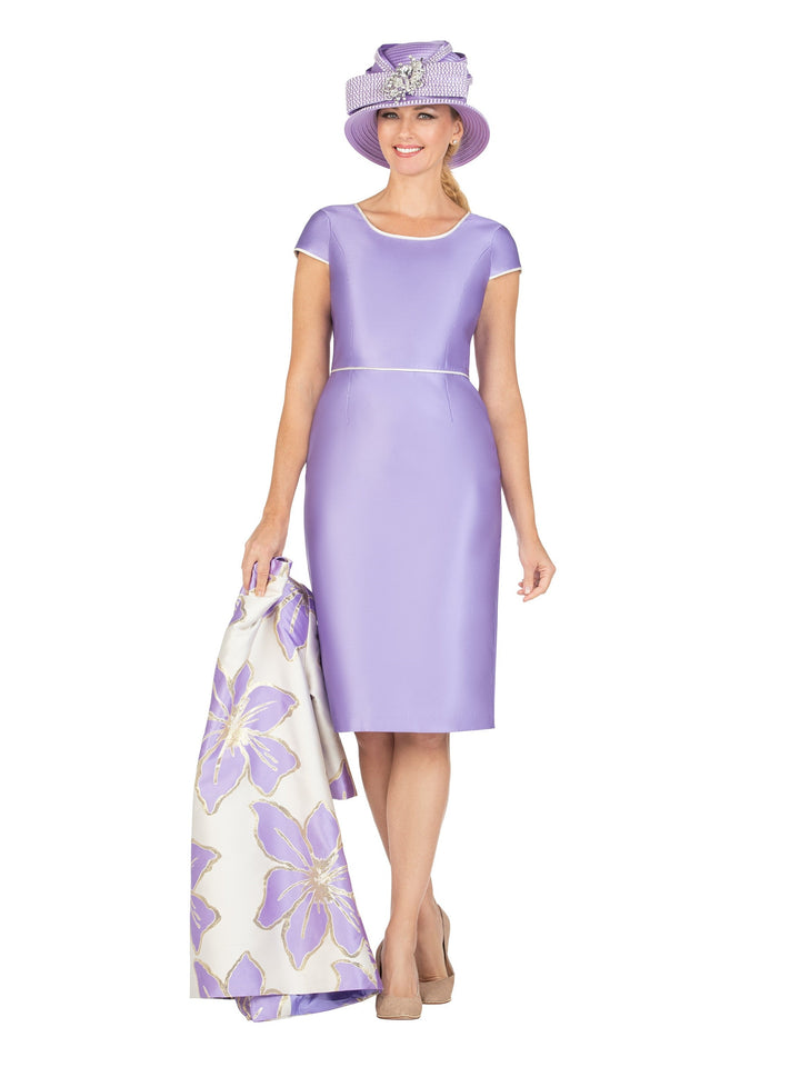 2pc Ovsz Flower Long Jkt + Solid Dress Set-Plus