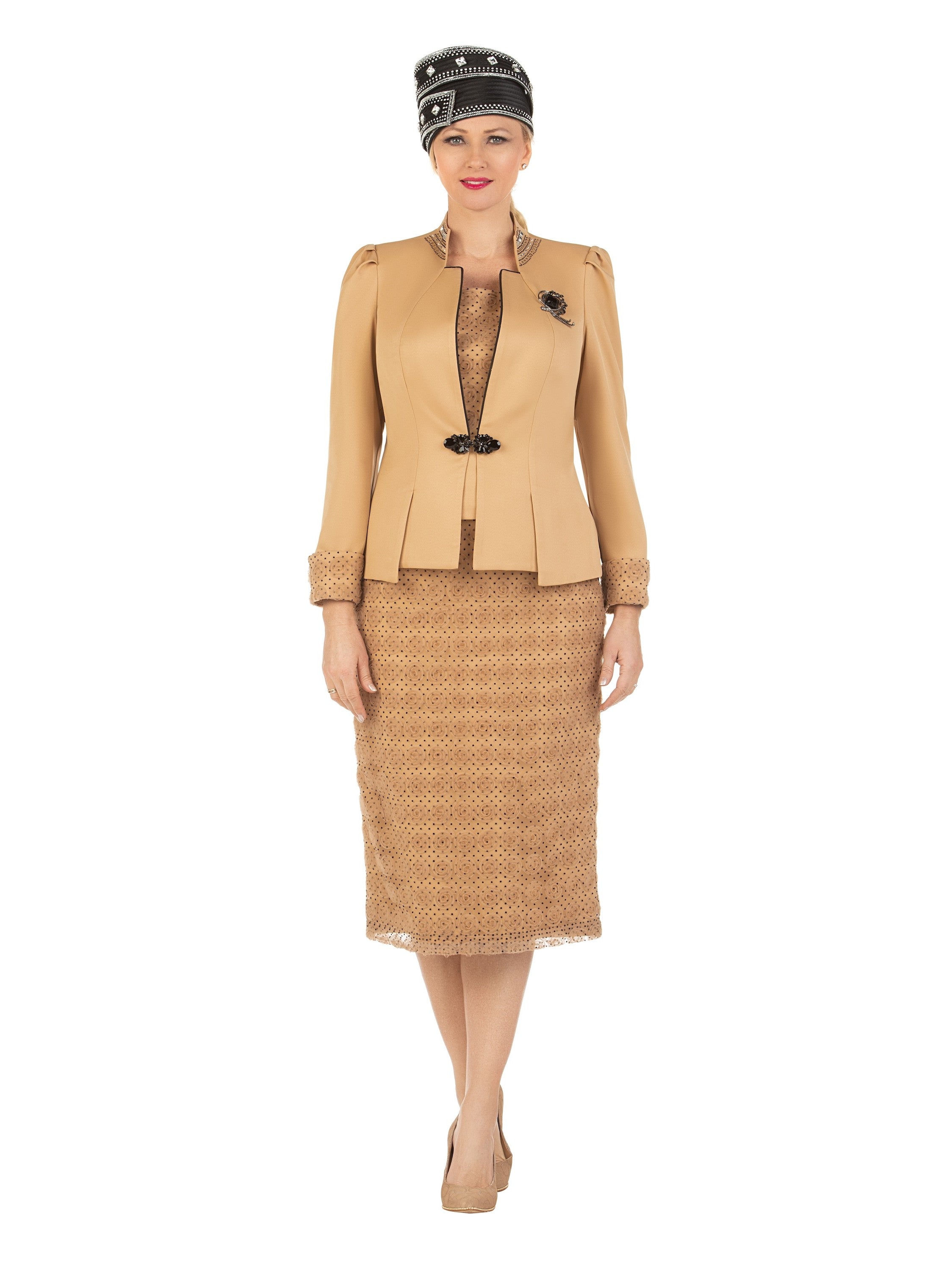 3pc Dotted Textured Lace Combo Skt Suit-Plus