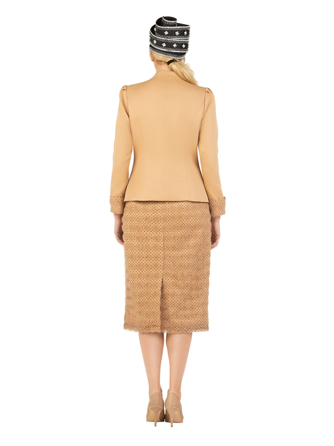 3pc Dotted Textured Lace Combo Skt Suit