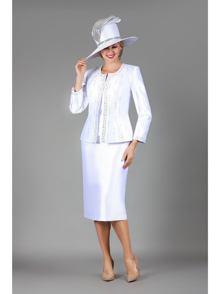 3pc Silky Twill Skt Suit w/ Meteoric Stones-Plus