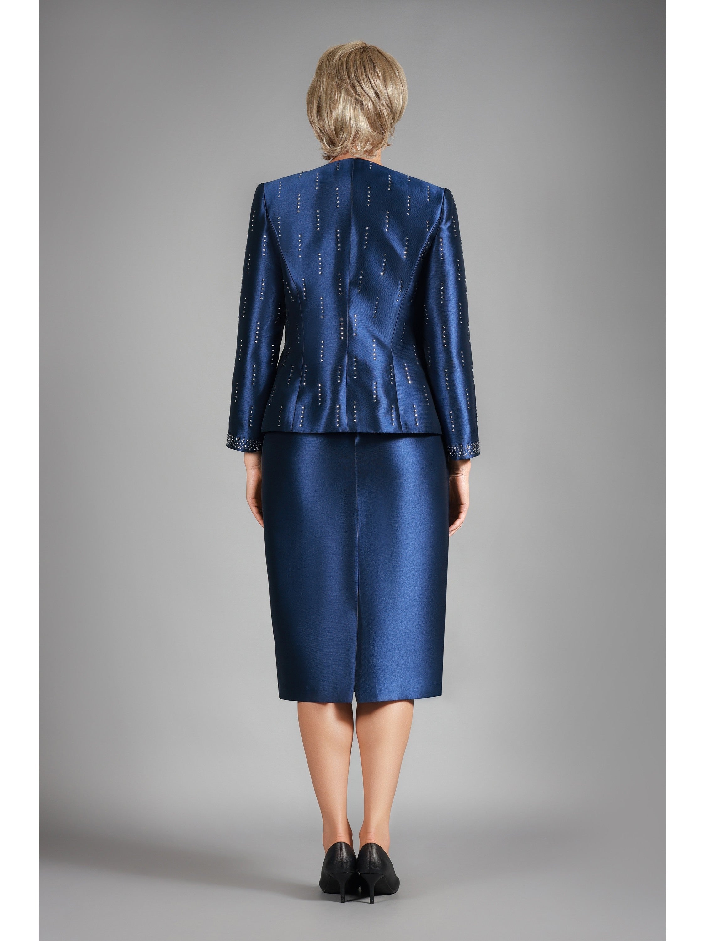 3pc Silky Twill Skt Suit w/ Meteoric Stones