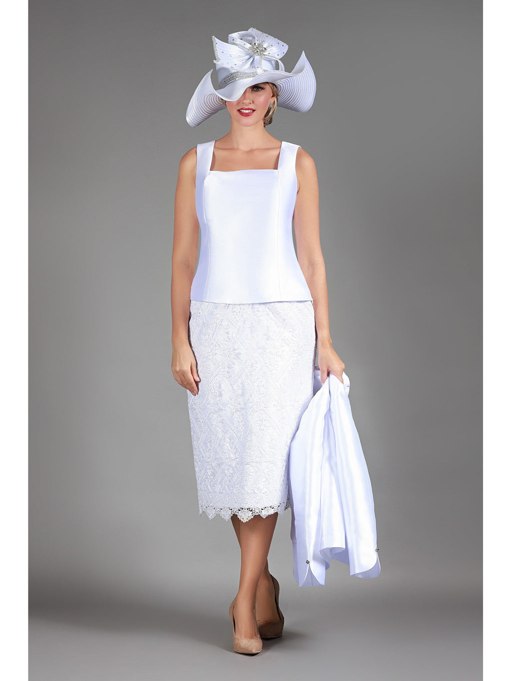 3pc Silky Twill&Lux Lace Combo Skt Suit