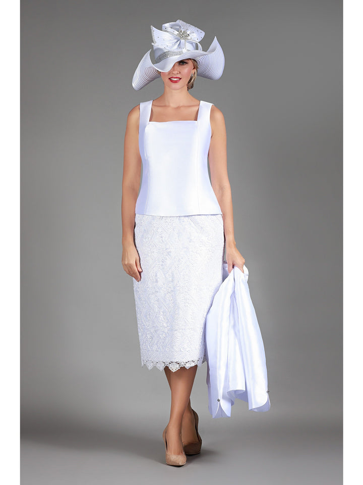 3pc Silky Twill&Lux Lace Combo Skt Suit