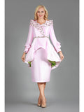 2pc Uneven Jkt Swp 2-tone Lace Trimmed Skirt Suit