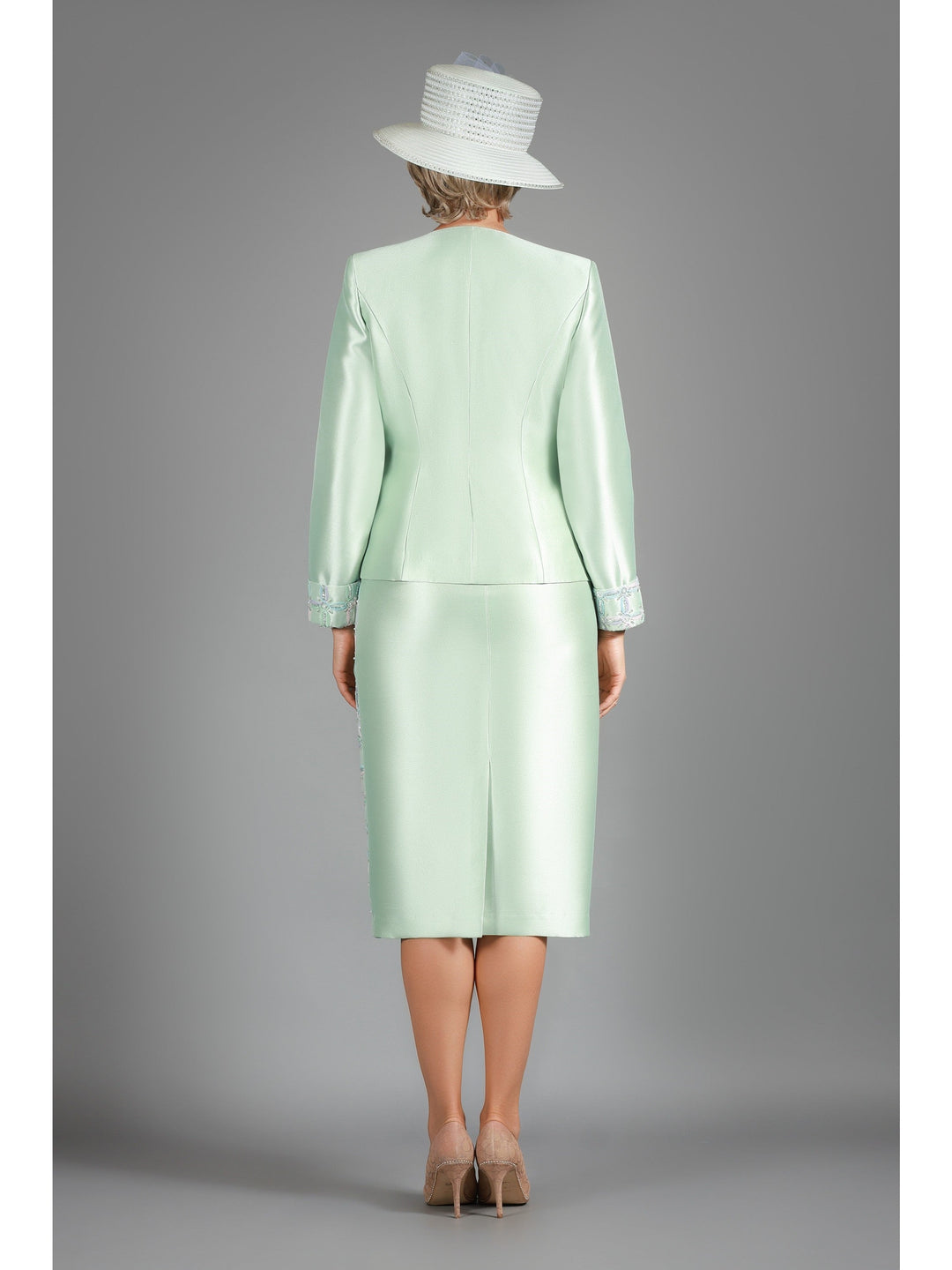 3pc Scallop Hemmed Jkt + Lace Ovly Skirt Suit-Plus