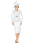 3pc Silky Twill Skt Suit w/ Cutouts & Stones-Plus
