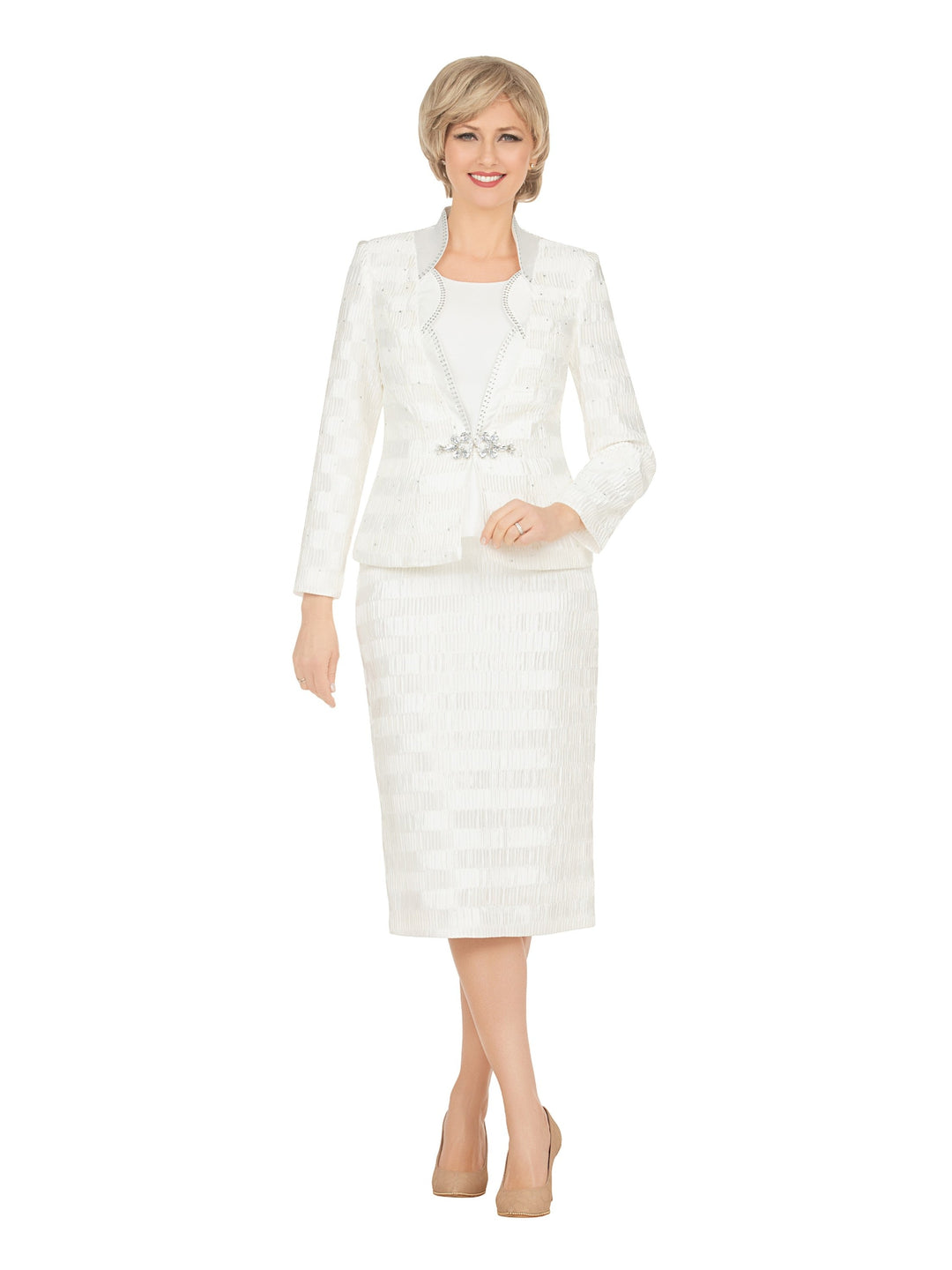Classic Crinkle Satin 3pc Suit Ensemble-Plus