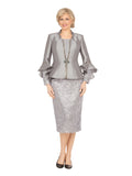 3pc Rfl-Cuff Jkt, Cami&Fringe Skirt Suit-Plus