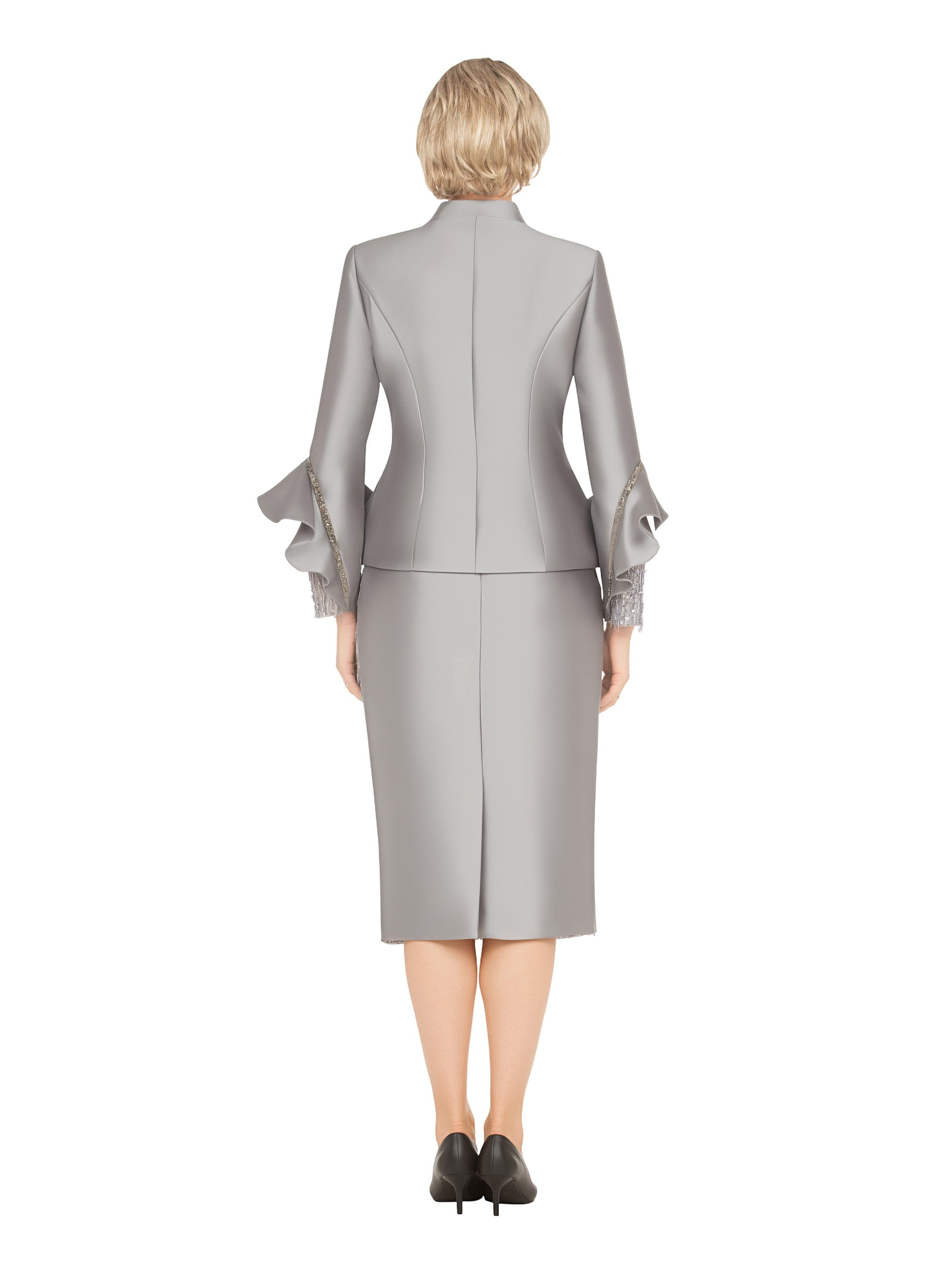 3pc Rfl-Cuff Jkt, Cami&Fringe Skirt Suit-Plus