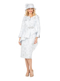 Metallic Brocade 2pc Skirt Suit w/ Asym Jkt - Plus