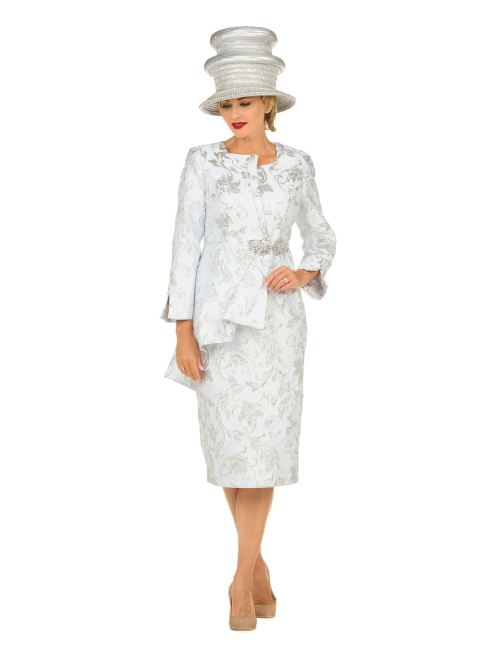 Metallic Brocade 2pc Skt Suit w/ Asymmetrical Jkt