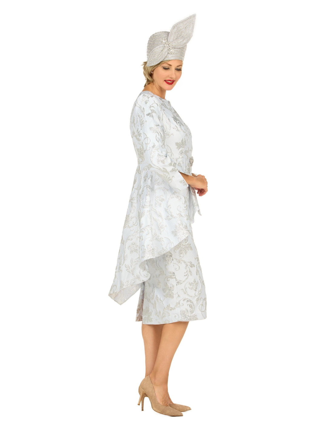 Metallic Brocade 2pc Skt Suit w/ Asymmetrical Jkt