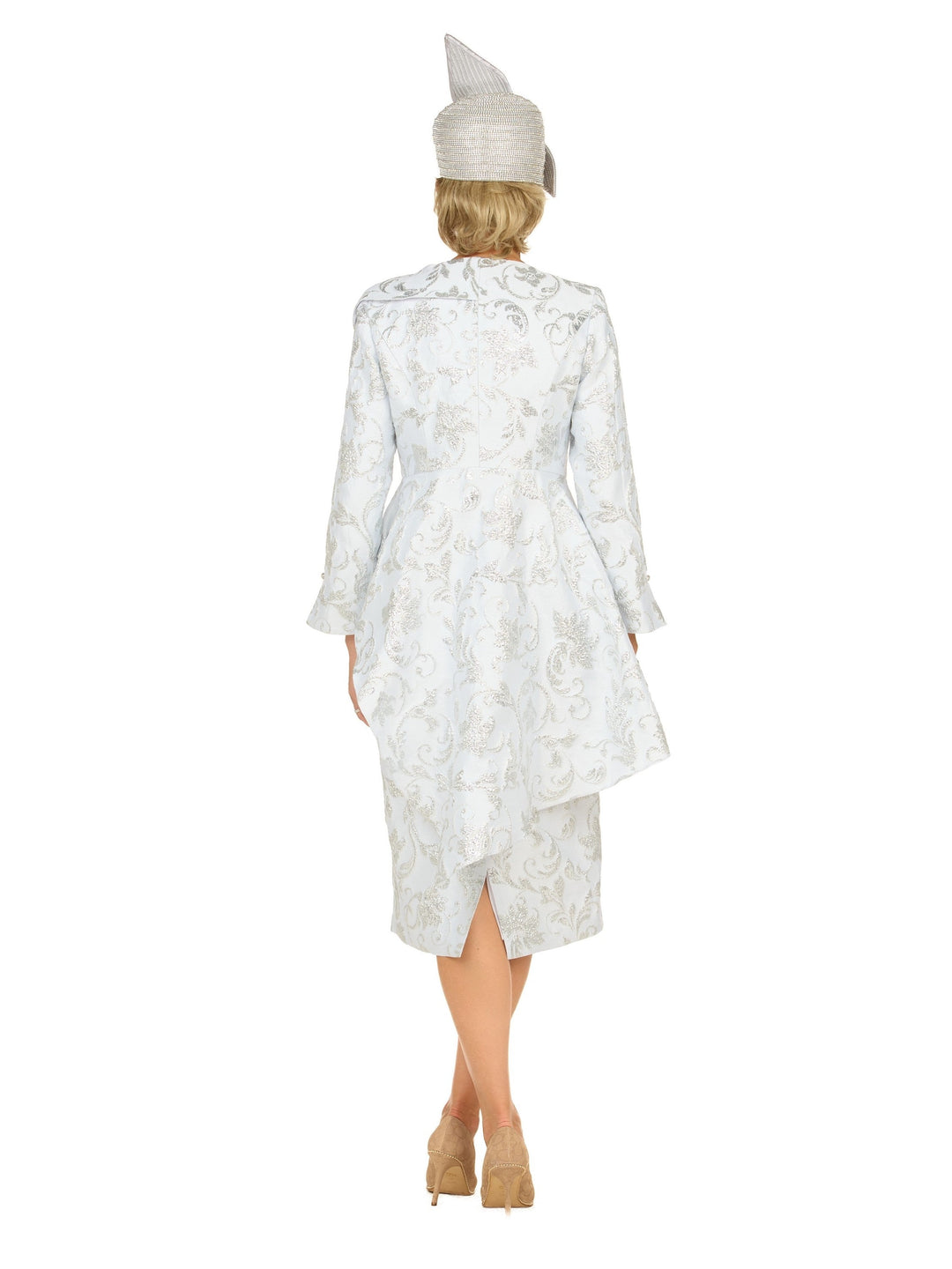 Metallic Brocade 2pc Skt Suit w/ Asymmetrical Jkt