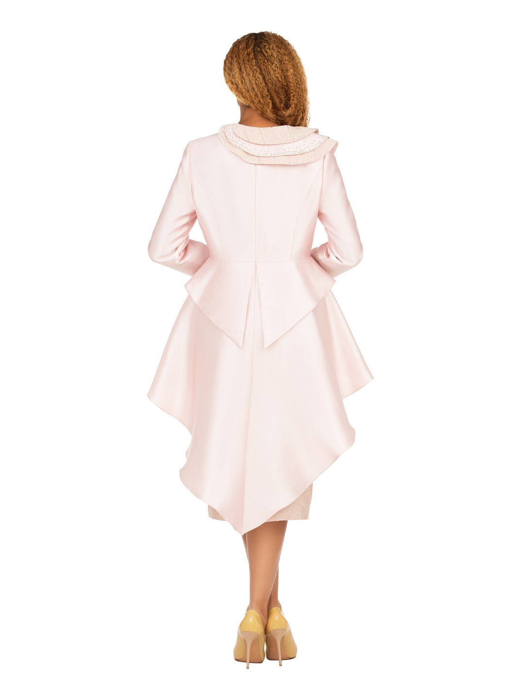 Silky Hi-Lo 2pc Suit w/ Textured Brcd Skirt-Plus