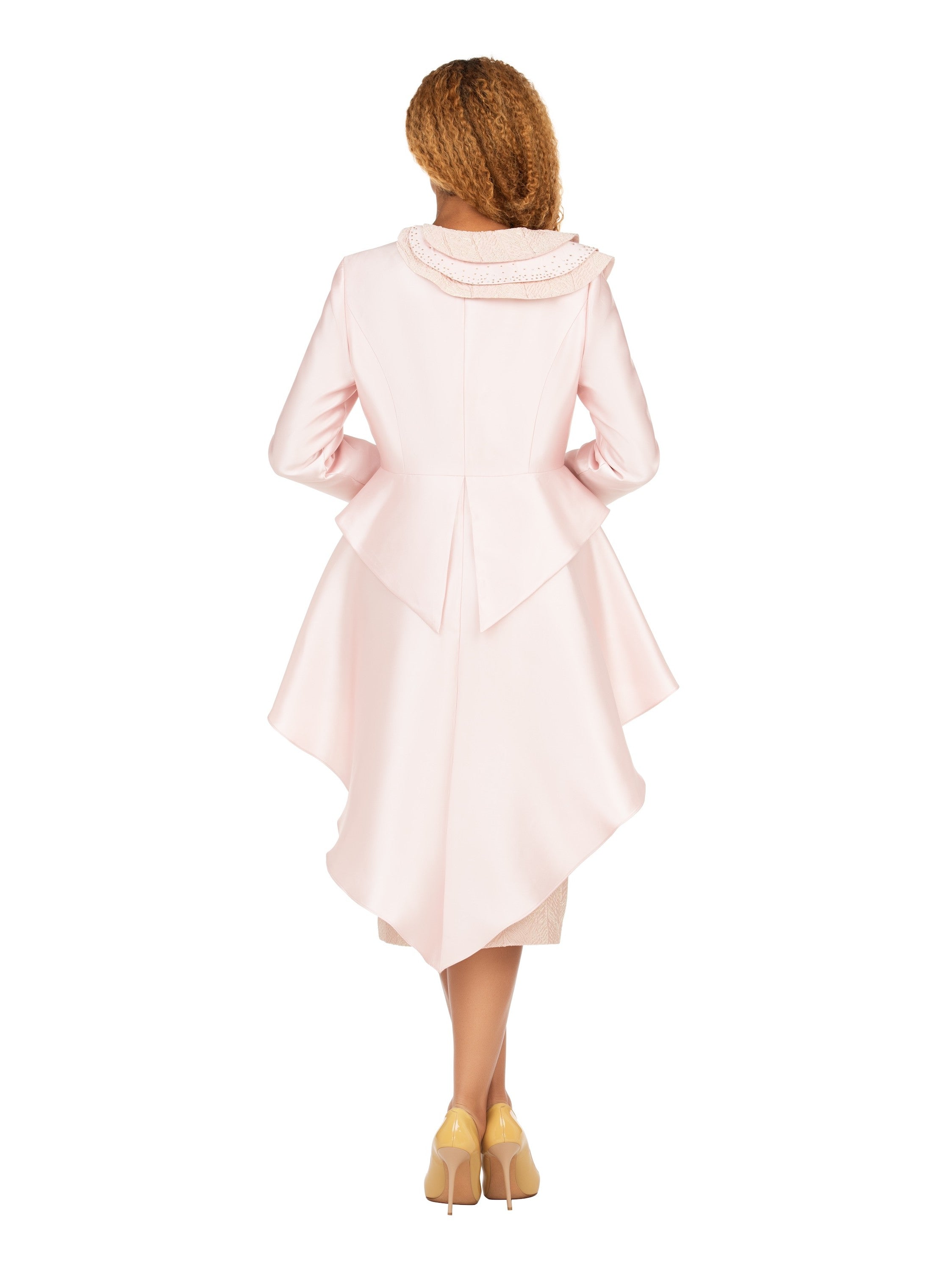 Silky Hi-Lo 2pc Suit w/ Textured Brcd Skirt-Plus