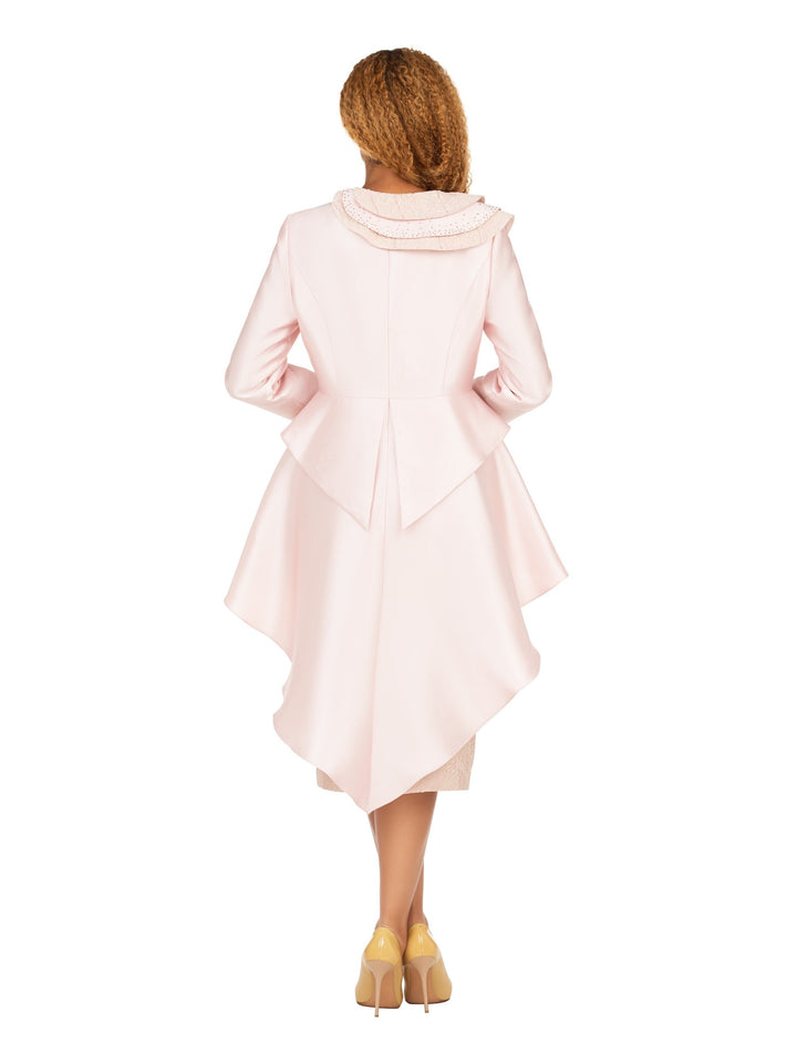 Silky Hi-Lo 2pc Suit w/ Textured Brocade Skirt