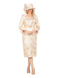 Metallic Brocade 3pc Skirt Suit w/ Peplum Jkt-Plus