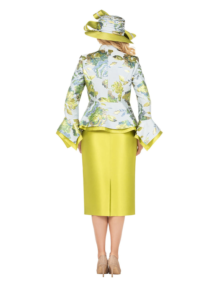 Floral Brocade 3pc Skirt Suit w/ Peplum Jkt-Plus