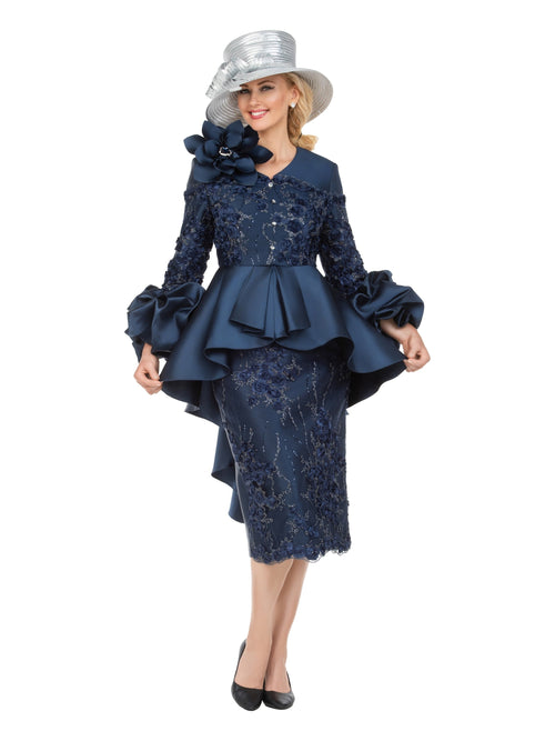 Sculpted Elegance Floral Lace 2pc Skirt Suit-Plus