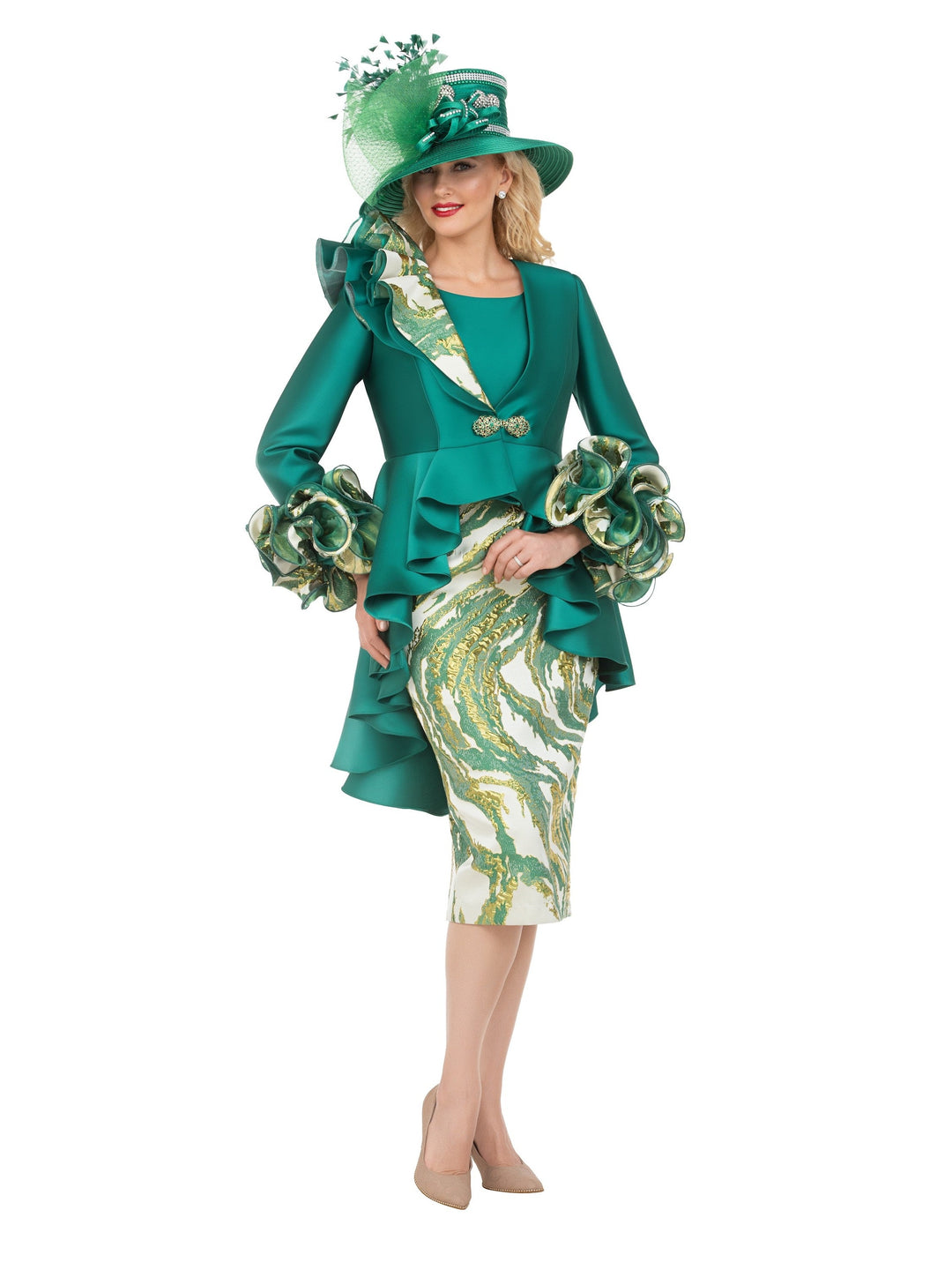 Regal Cascade 3pc Silky Twill&Brocade Suit-Plus